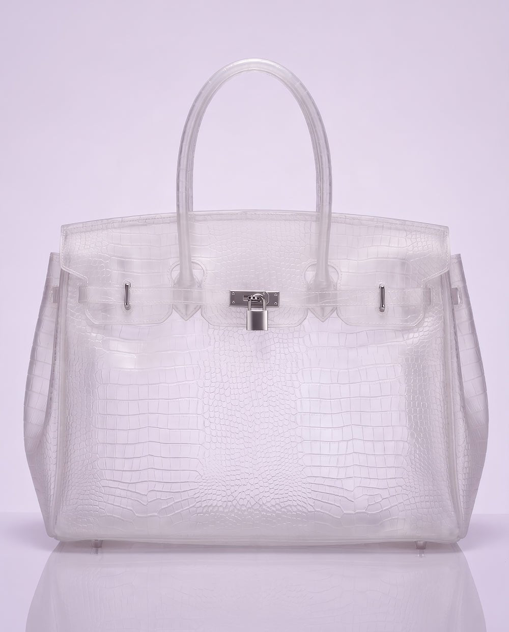 The Jelly Bag | White Croc XL The Jelly Firkin | Waterproof TPU Jelly tote bag | Pink Jelly Club