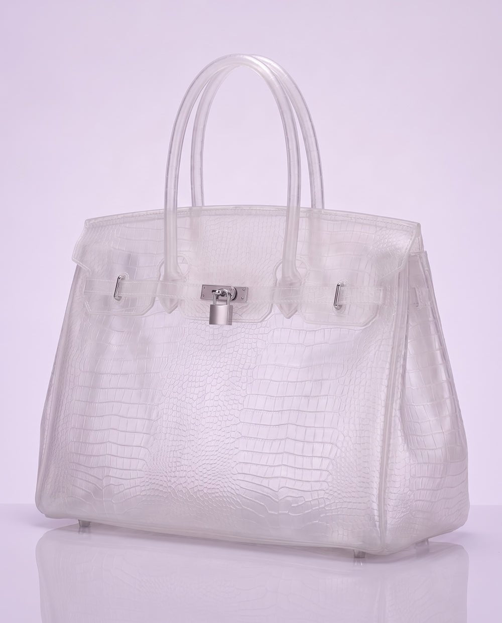 The Jelly Bag | White Croc XL The Jelly Firkin | Waterproof TPU Jelly tote bag | Pink Jelly Club