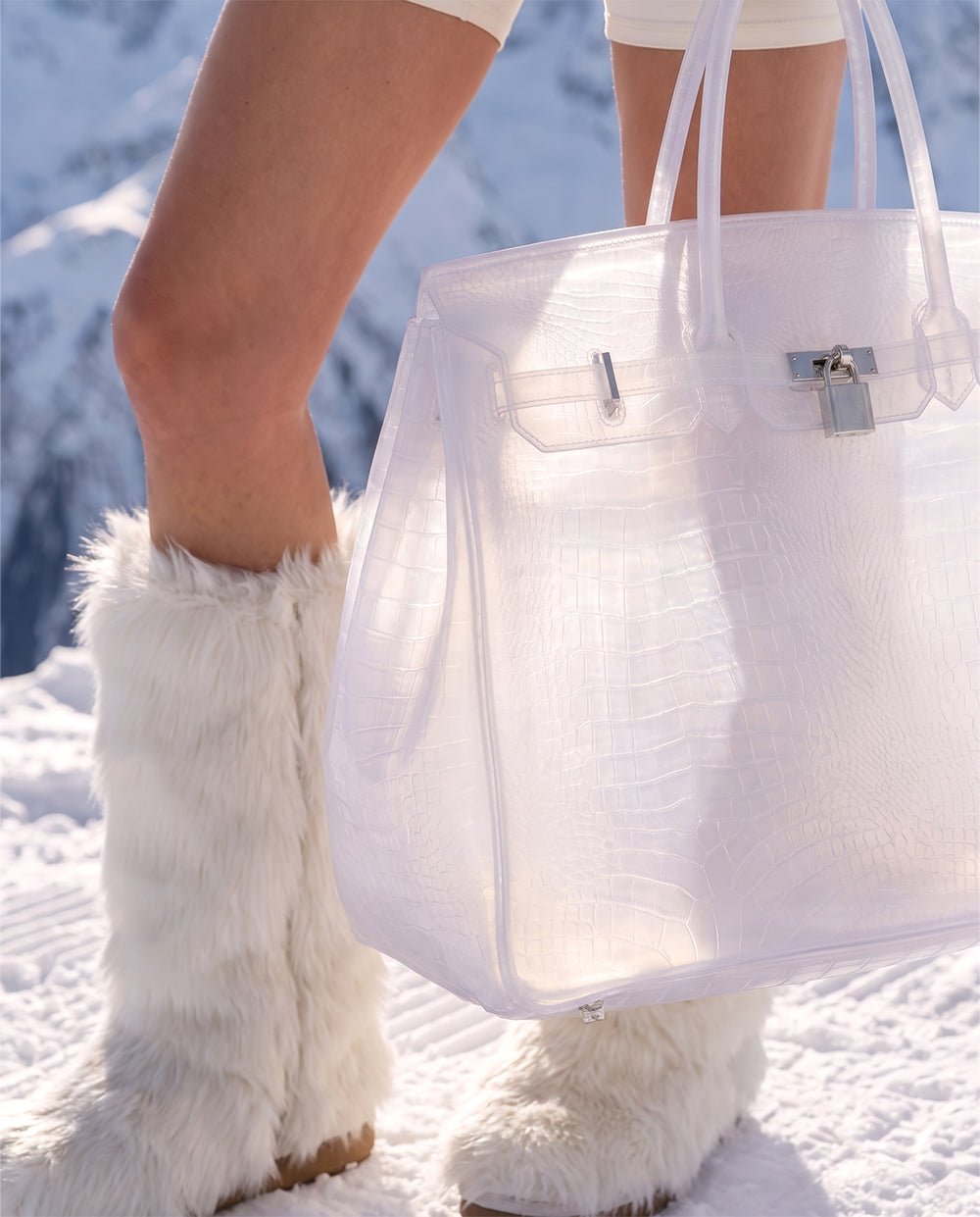 The Jelly Bag | White Croc XL The Jelly Firkin | Waterproof TPU Jelly tote bag | Pink Jelly Club