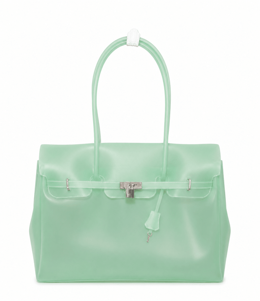 Waterproof Jelly Tote Bag | Green | The Jelly Firkin by Pink Jelly Club The Jelly Firkin | Waterproof TPU Jelly tote bag | Pink Jelly Club