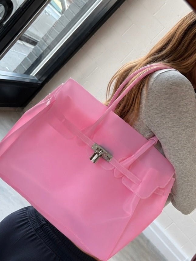 Waterproof Jelly Tote Bag | Pink | The Jelly Firkin by Pink Jelly Club The Jelly Firkin | Waterproof TPU Jelly tote bag | Pink Jelly Club