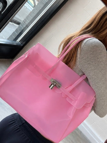 Waterproof Jelly Tote Bag | Pink | The Jelly Firkin by Pink Jelly Club The Jelly Firkin | Waterproof TPU Jelly tote bag | Pink Jelly Club